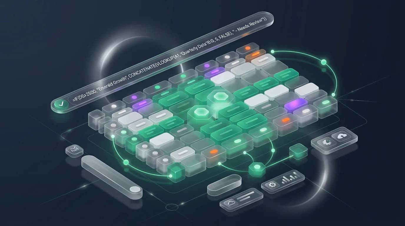 A computer screen displaying a complex spreadsheet with a long formula.