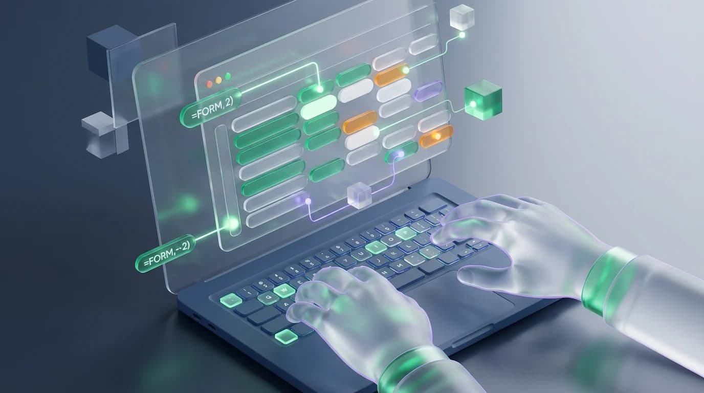 Person typing on a keyboard with a spreadsheet on the screen