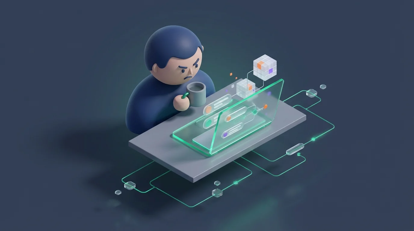 A frustrated person looking at a laptop screen.