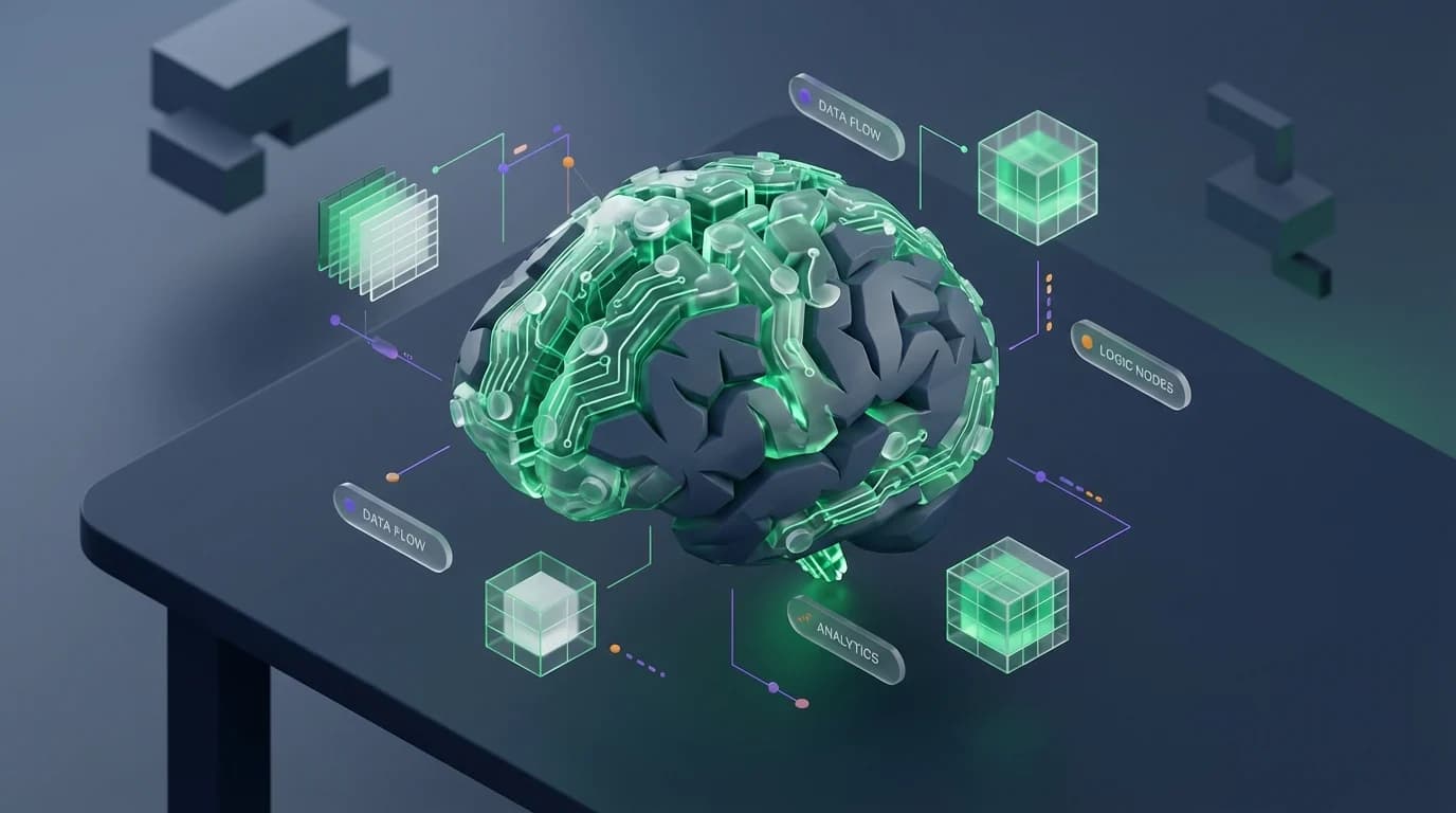 Digital brain illustrating the shift from rote memorization to logical processing
