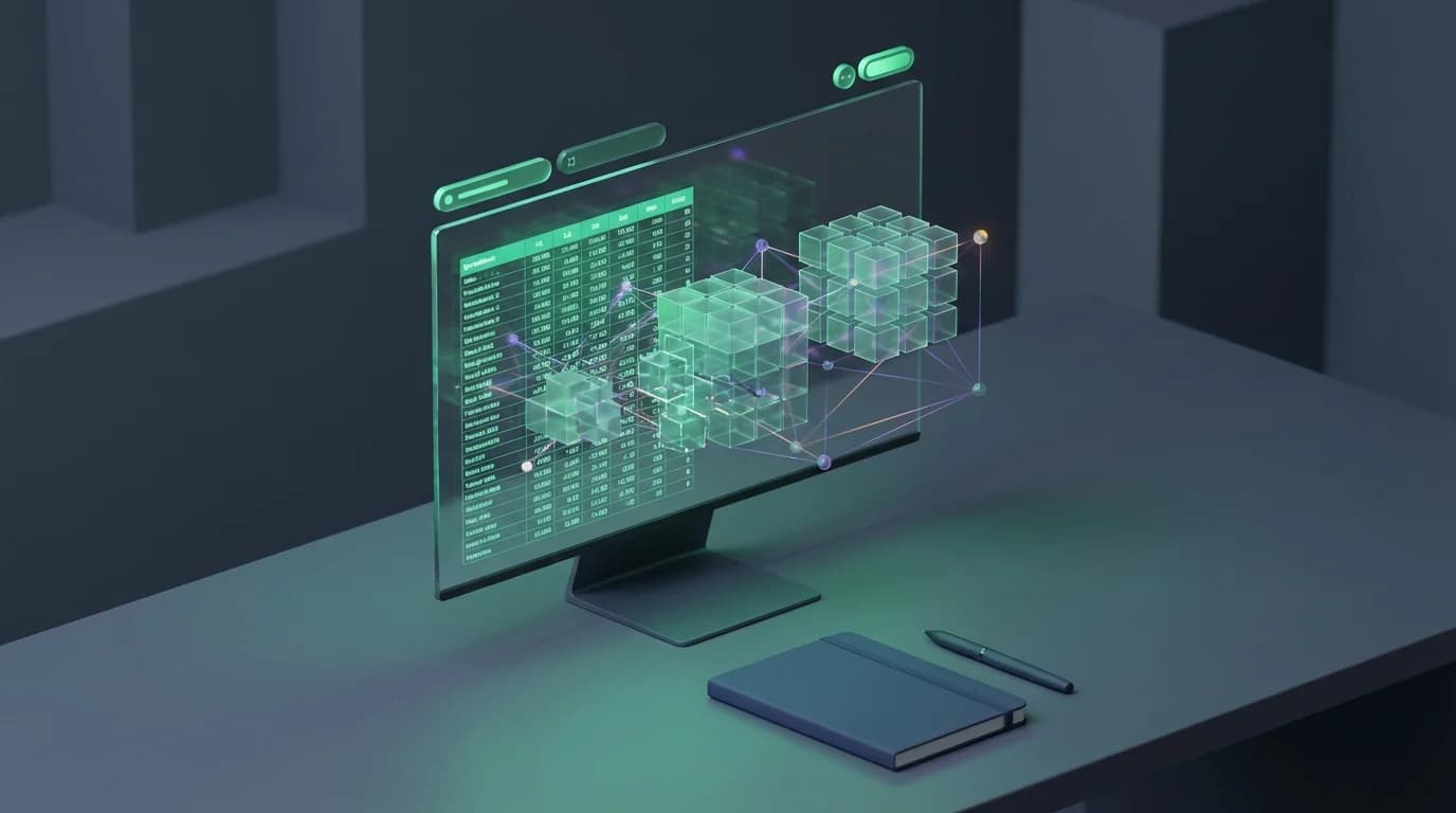 Close-up of computer monitor showing spreadsheet data and charts on a neat office desk.
