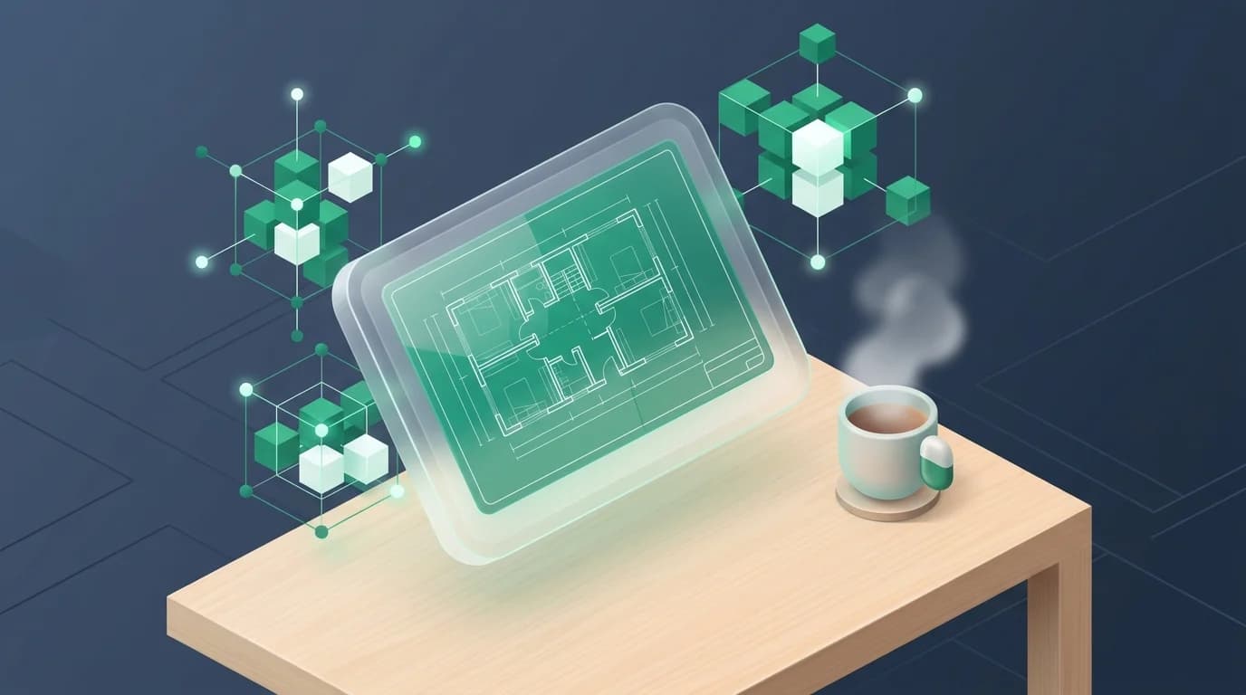 A clean spreadsheet architecture blueprint on a wooden desk.