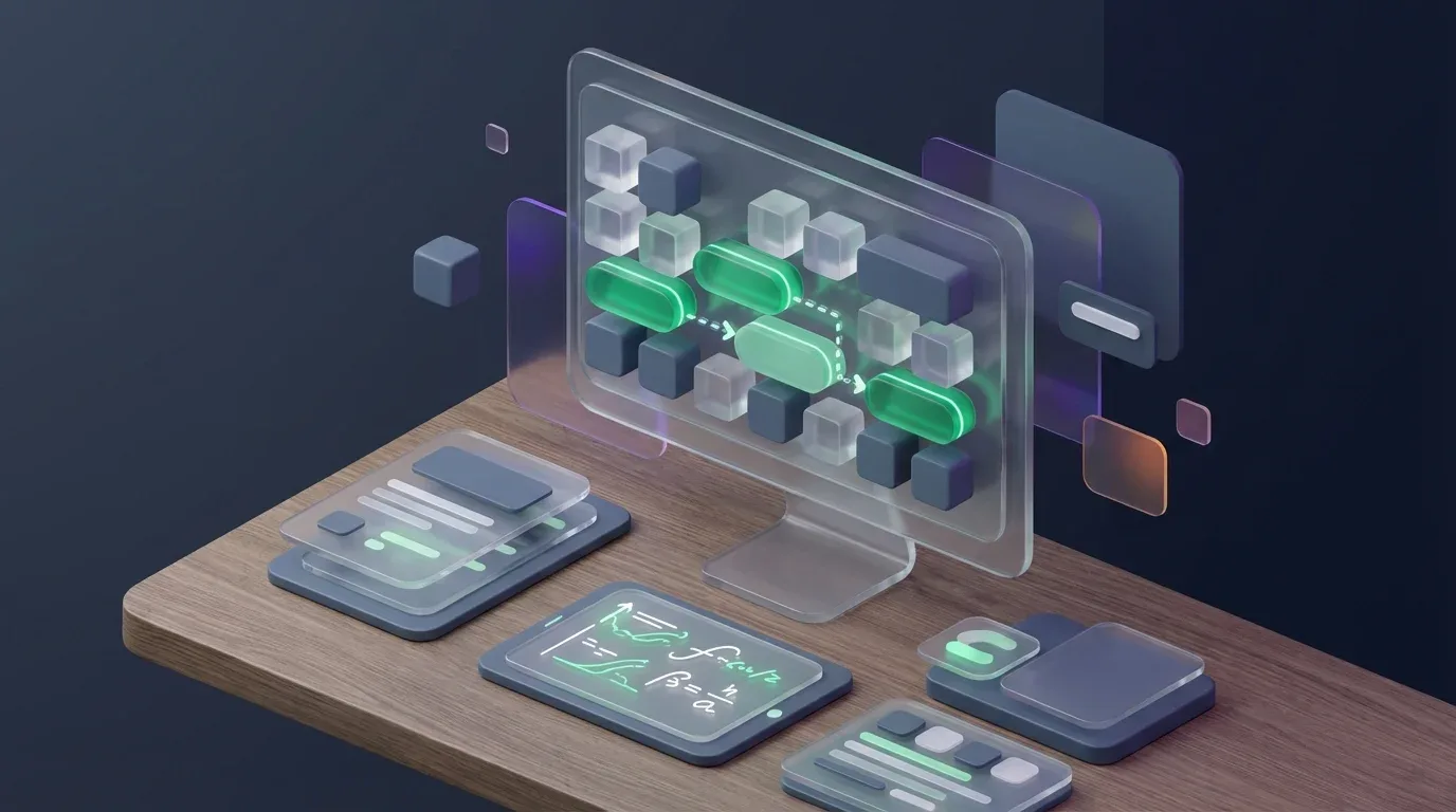 Transparent glass screens on a wooden desk showing advanced spreadsheet formula debugging ms excel.