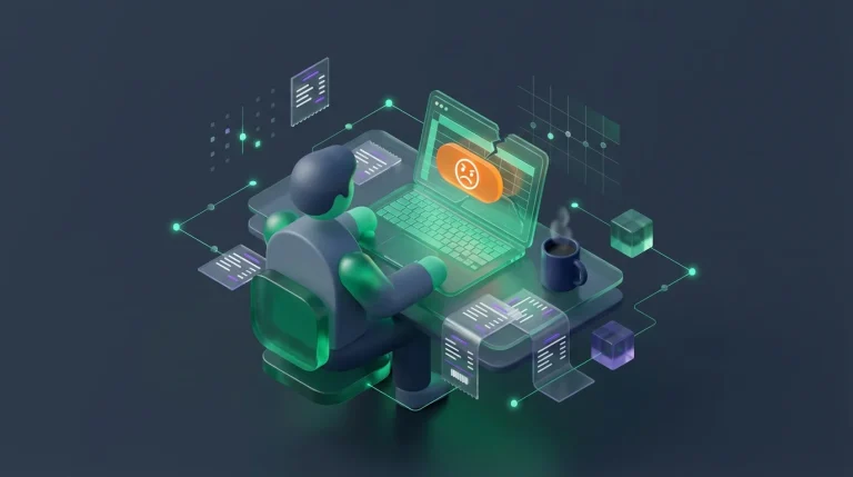 Parent looking frustrated at a laptop screen late at night surrounded by receipts