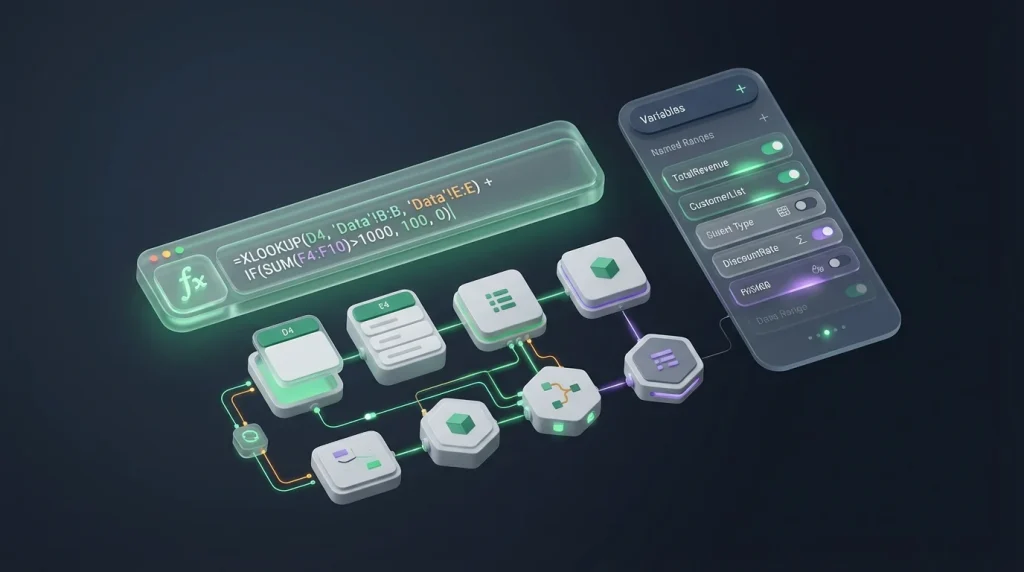 Spreadsheet interface demonstrating the use of Google Sheets global variables to prevent hardcoding errors