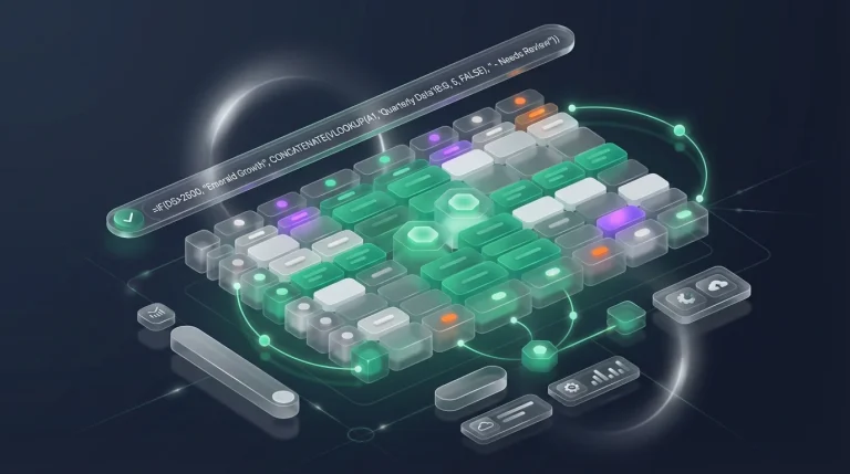 A computer screen displaying a complex spreadsheet with a long formula.