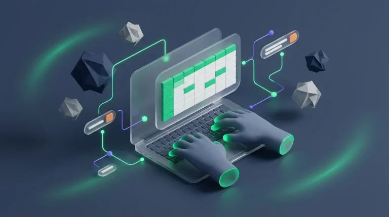 Hands typing on a keyboard trying to fix complex spreadsheet formulas